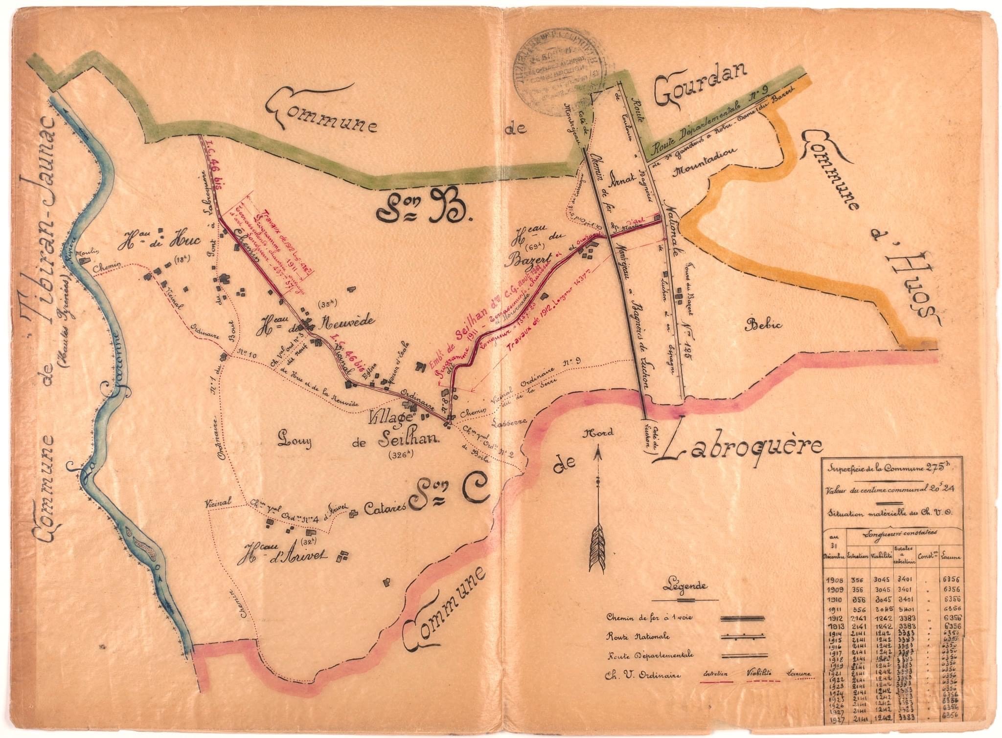 Plan de SEILHAN 1908 - 1927   ................................................................................................... cliquez en bas à droite sur la flêche > pour la photo suivante > ou X pour arrêter
